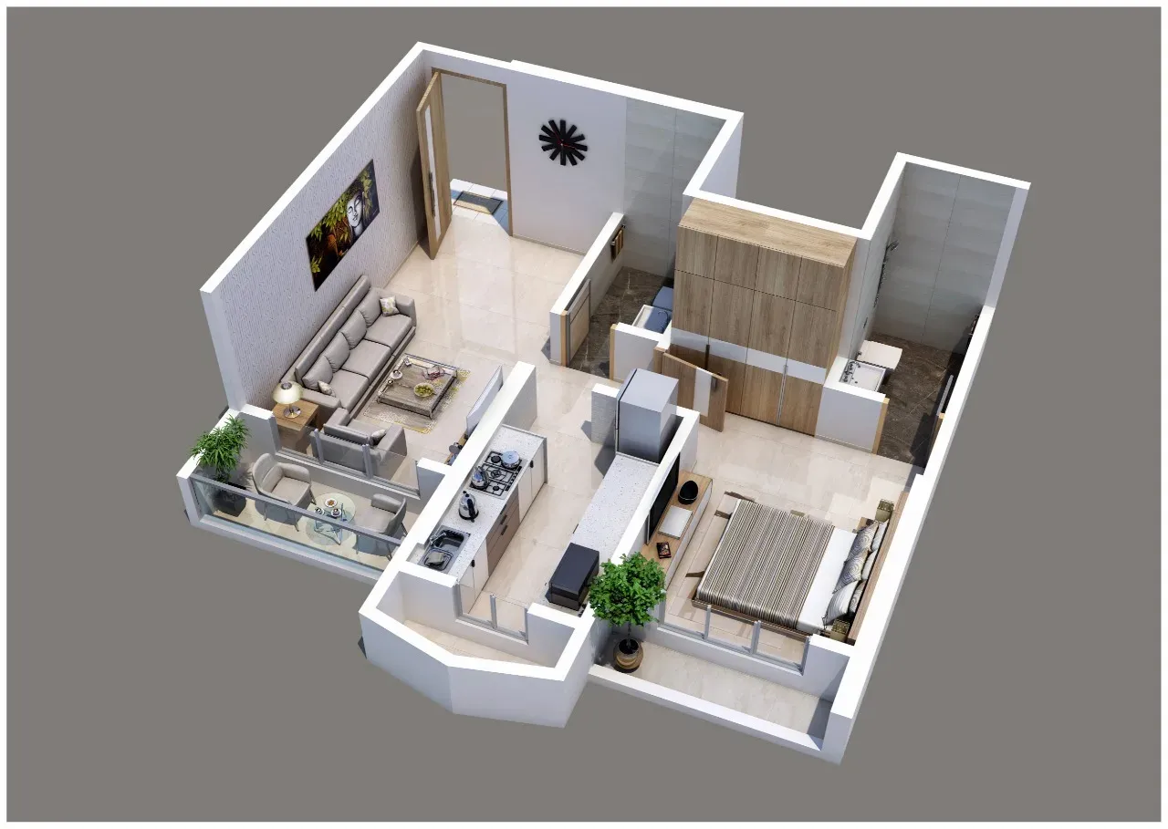 1 BHK - 1 BHK 3D